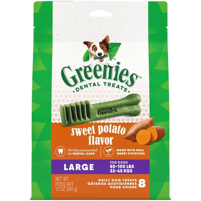 Greenies Sweet Potato Dental Bone Dog Treats – Large – 12 Oz