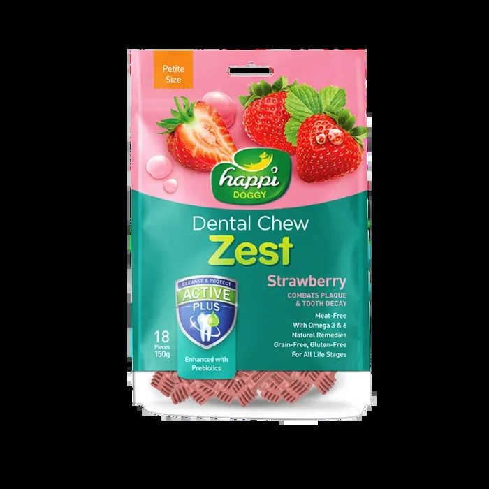 Happi Doggy Zest Strawberry Dental Chew Petite 150g