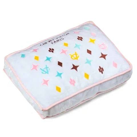 Haute Diggity Dog White Chewy Vuiton Bed Soft, Washable Dog Bed