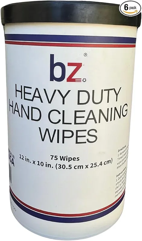 Heavy Duty Hand Cleaning Wipe, 10″ x 12″ Industrial Cleaning Wipes — 75 Count Hand & Tool Wipes — Dual-Textured Multi-Surface Cleaning Wipes- 6 Canisters