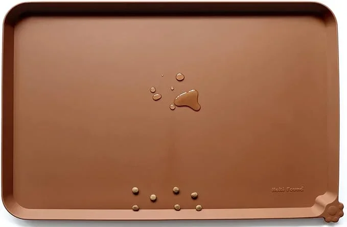 Hoki Found L Silicone Non Slip Pet Dog Cat Bowl Mats – Placemat – Feeding Mat – Waterproof – For Carpet – Caramel