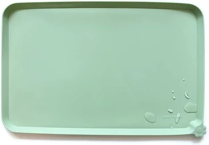 Hoki Found XX-Large Silicone Pet Food Mats Tray – Non Slip Pet Bowl Mats Placemat – Dog Cat Feeding Mat – Waterproof Dog Cat Food Mats -Pet Water Mats for Carpet – Jade
