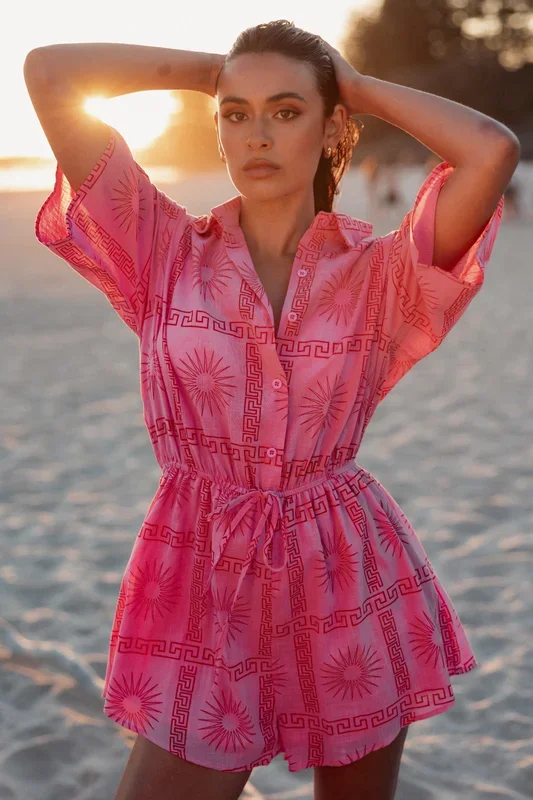Ilios Romper – Pink Print
