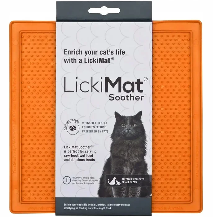 Innovative Pet Lickimat Classic Soother Slow Feeding Mat for Cats – Orange