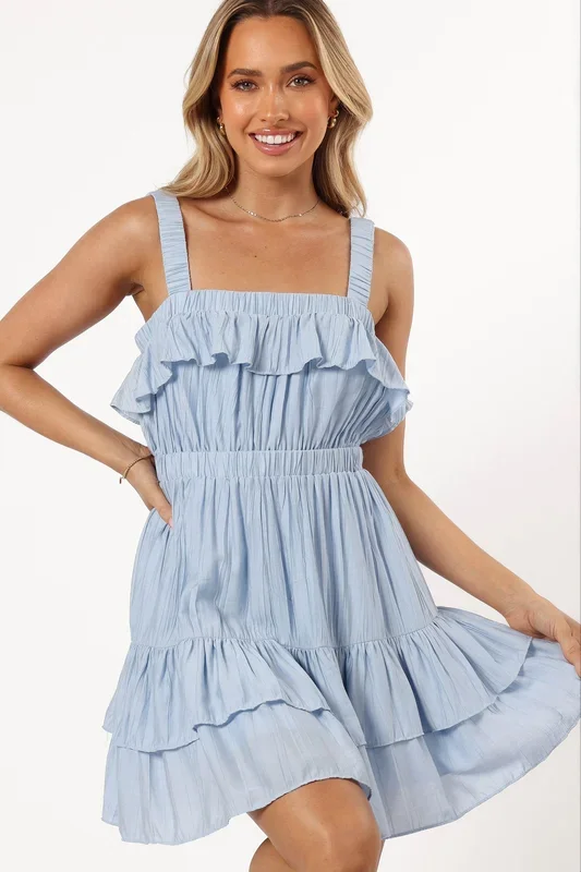 Jane Mini Ruffle Dress – Blue
