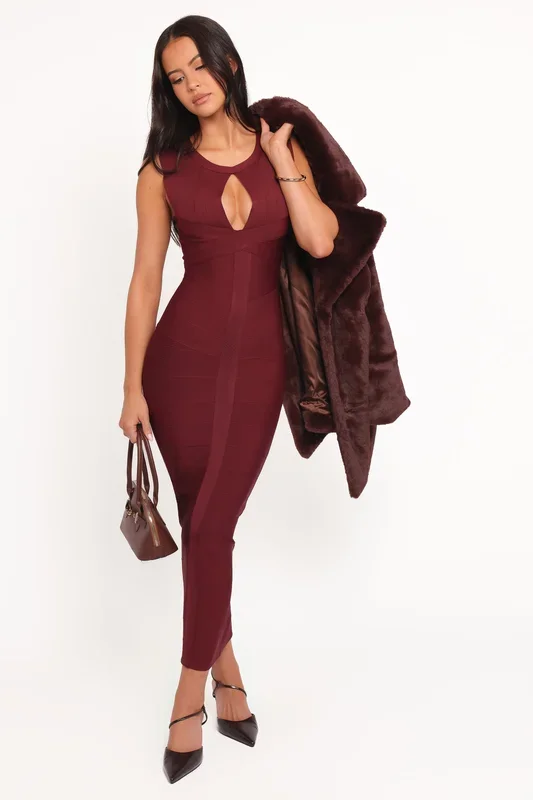 Josiah Midi Dress – Burgundy