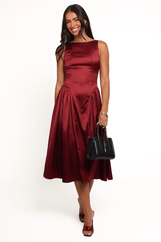 Katelyn Midi Dress – Burgundy