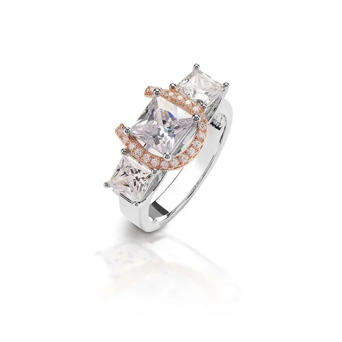 Kelly Herd Large Princess Rose Gold 3 Stone Ring