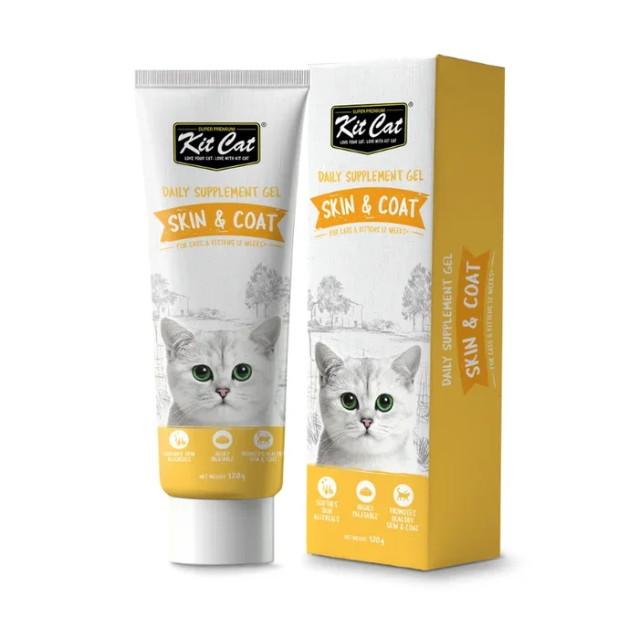 Kit Cat Daily Nutritional Supplement Gel For Cats & Kittens – Skin & Coat (120g)