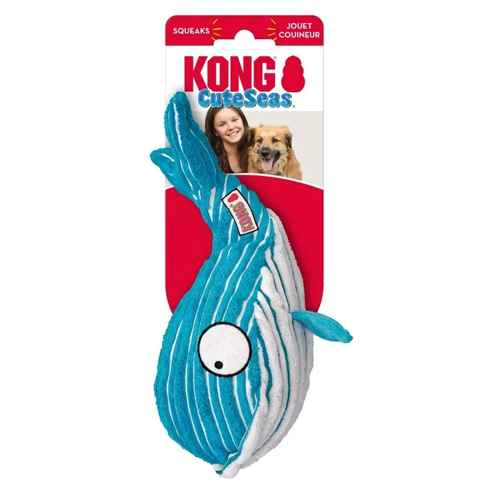 Kong Cuteseas Whale Squeak and Crinkle Plush Dog Toy – Medium