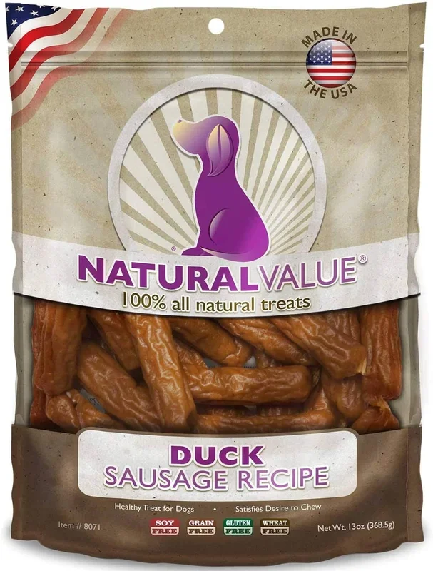 Loving Pets Natural Value USA Sausage Recipe Natural Dog Chews – Duck – 14 Oz