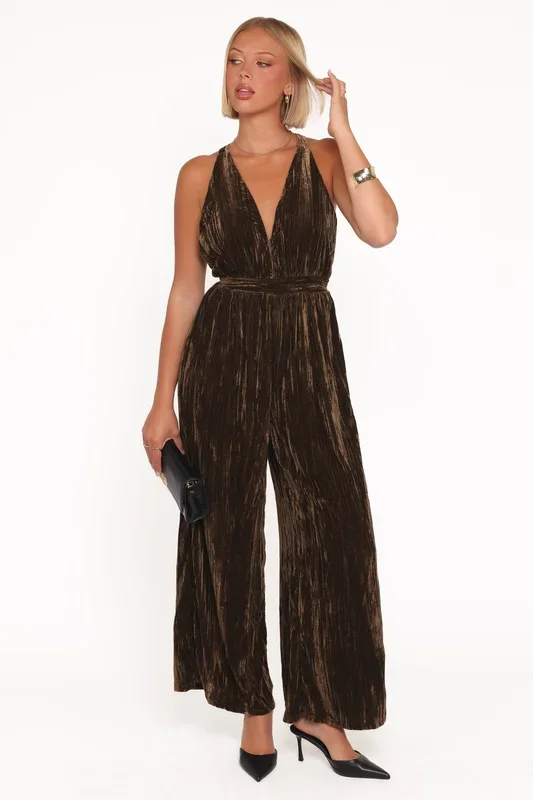 Melody Velvet Jumpsuit – Mocha Olive