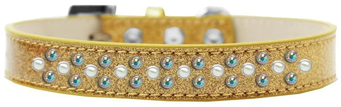Mirage Pet Products Sprinkles Ice Cream Dog Collar with Pearl and AB Crystals, Size 14, Gold