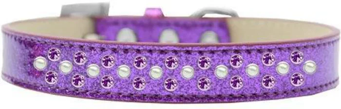 Mirage Pet Products Sprinkles Ice Cream Dog Collar with Pearl and Purple Crystals, Size 16, Purple