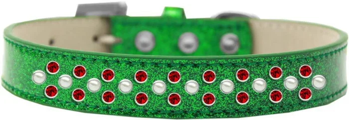 Mirage Pet Products Sprinkles Ice Cream Dog Collar with Pearl and Red Crystals, Size 12, Emerald Green