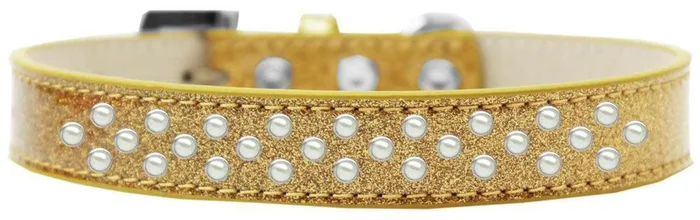 Mirage Pet Products Sprinkles Ice Cream Dog Collar with Pearls, Size 12, Gold