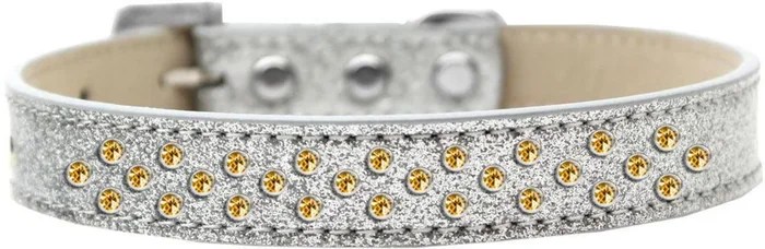 Mirage Pet Products Sprinkles Ice Cream Dog Collar with Yellow Crystals, Size 12, Silver