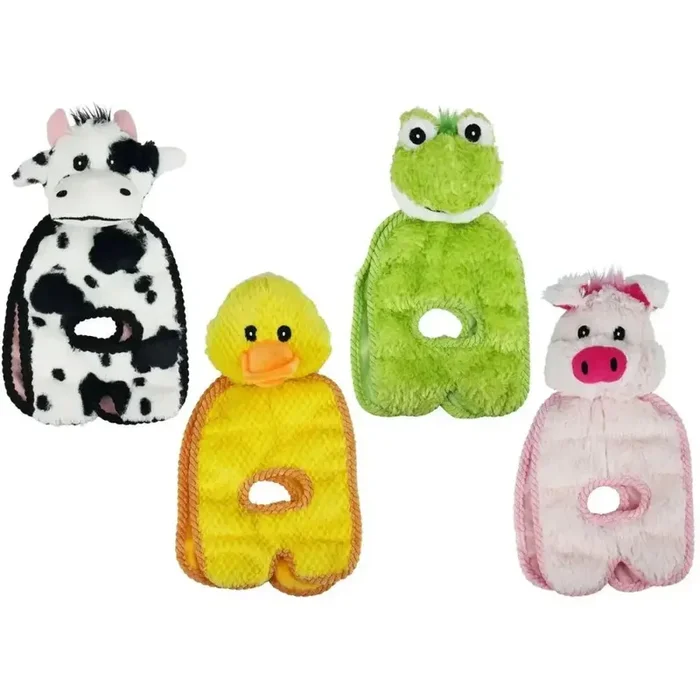 Multipet Tug O War Squeaker Mat Plush Toy Assorted Animals 14″