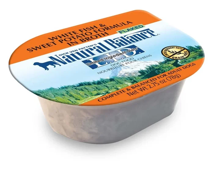 Natural Balance Pet Foods Limited Ingredient Diet Tub Wet Dog Food White Fish & Sweet Potato in Broth – 2.75 Oz – Case of 24