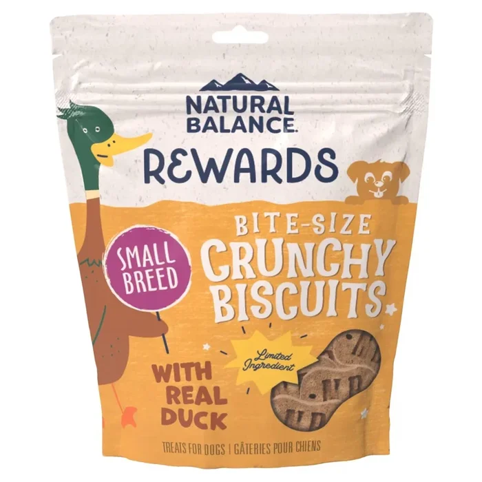 Natural Balance Pet Foods Rewards Bite-Size Crunchy Biscuits Small Breed Dog Treats Duck 8-oz