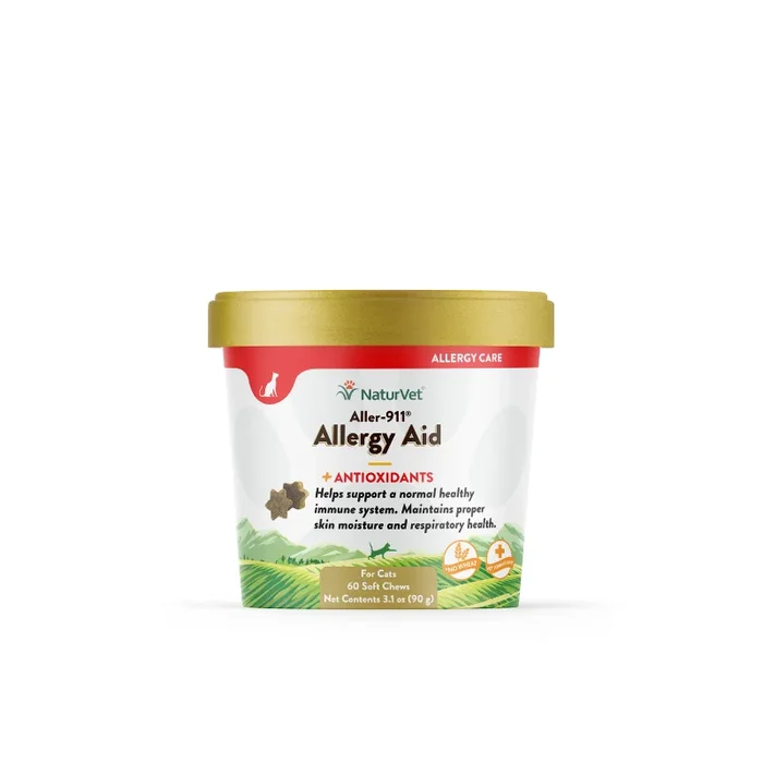 Naturvet Aller 911 Cat Allergy Aid Plus Antioxidants Soft Chews – 60ct