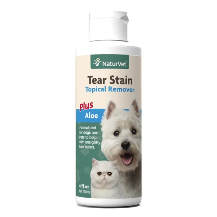 NaturVet Tear Stain Topical Remover Plus Aloe For Dogs & Cats – 4fl.oz
