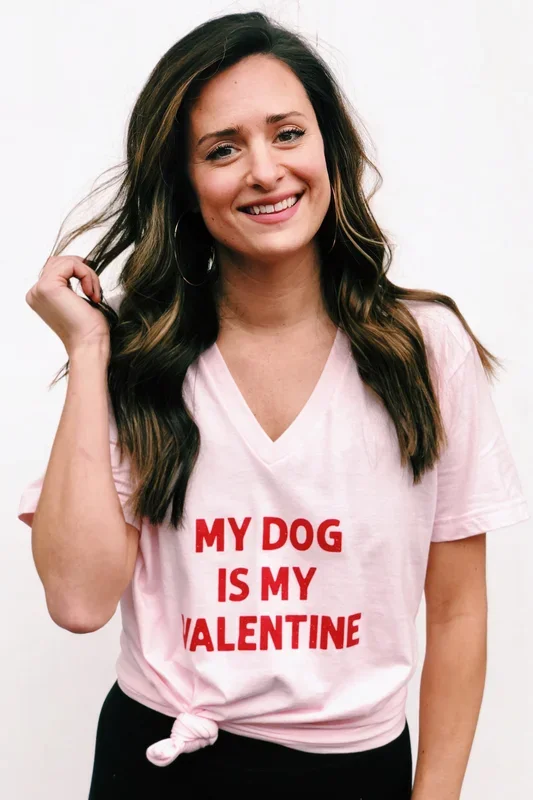 NELLIE MAE | My Dog Is My Valentine V-Neck Tee