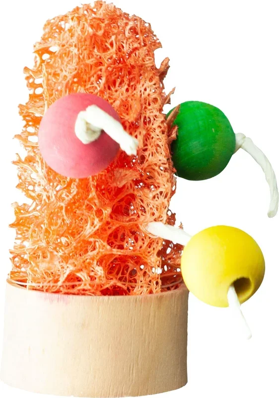 Nibbles Loofah Succulent Chew Toy with Wood Beads Small Animal Chewy Treats –
