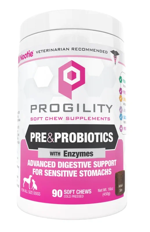 Nootie Progility Digestive Support Medium & Large Breed Chew Supplement for Dogs, 90 count