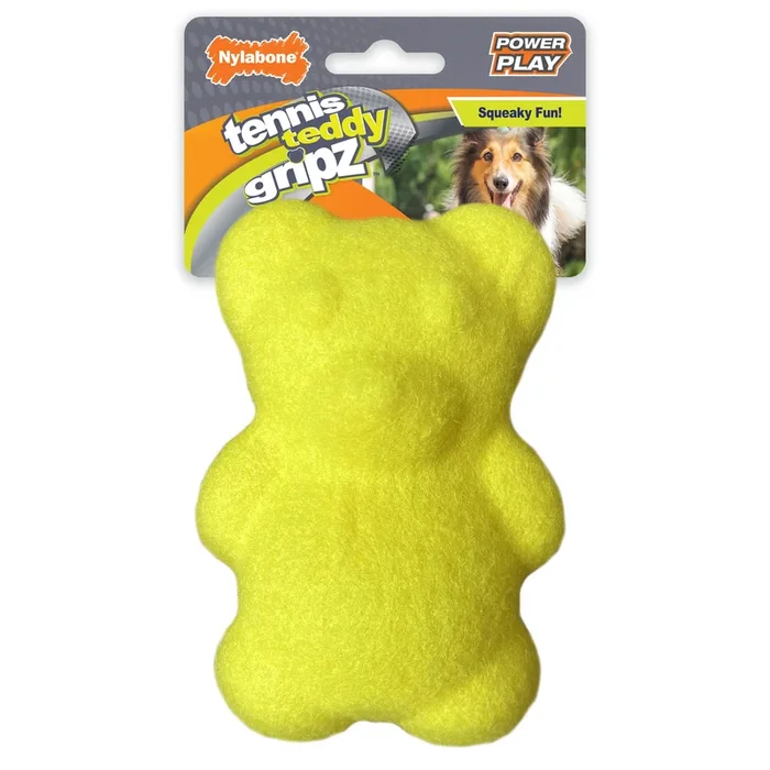 Nylabone Power Play Tennis Teddy Gripz Bear Dog Toy 1ea/Medium/Wolf Up To 35 Lbs. 1 ct