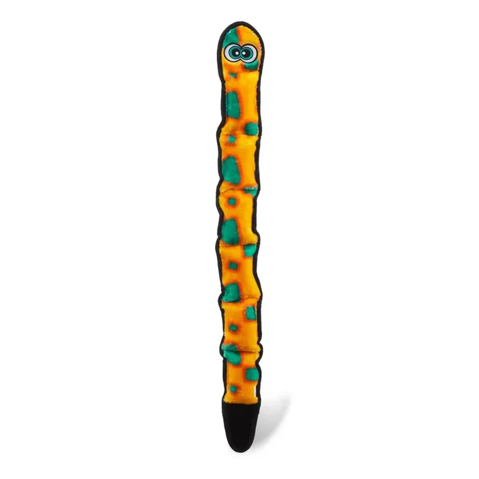 Outward Hound Invinceables No-Stuffing Durable Snake Soft Squeak Dog Toy – Blue – Large
