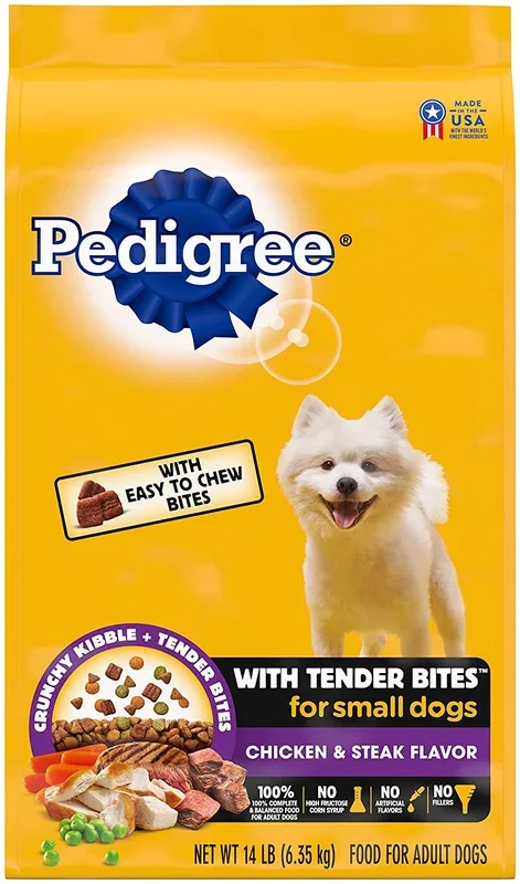 Pedigree Adult Small Dog Complete and Balanced Chicken and Rice Tender Bites Dry Dog Food – 15.9 lb Bag