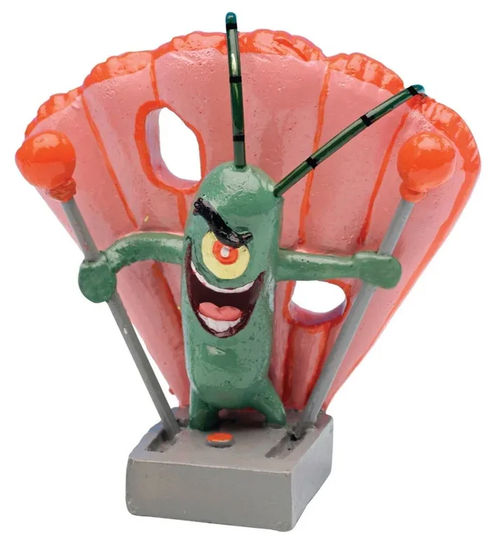 Penn-Plax SpongeBob SquarePants Plankton Aquarium Ornament Green, Pink, Grey Mini 2-in