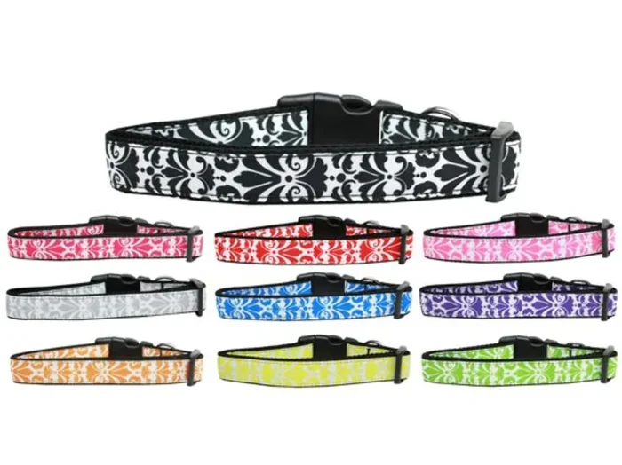 Pet Dog & Cat Nylon Leash, “Damask” *Available in 10 different colors!* Yellow 5/8″ w x 4 ft. leash
