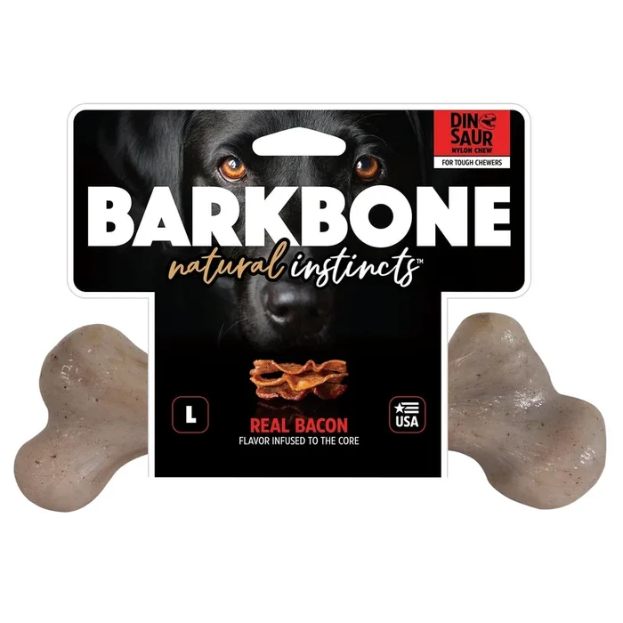 Pet Qwerks Made-in-the-USA Dinosaur BarkBone Bacon & Nylon Natural Dog Chews – XX-Large