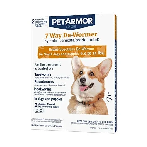 Petarmor 7 Way Chewable De-Wormer for Dogs – 6 – 25 Lbs – 2 Count