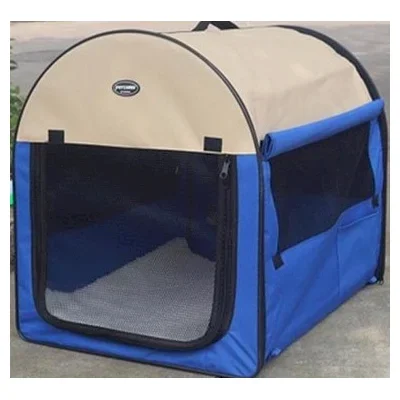 Petcomer Dog Tent with Cushion – Blue / Beige M (L61cm x W46cm x H51cm)