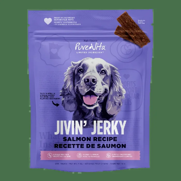 PureVita Jivin’ Jerky Limited Ingredient Salmon Jerky Treats for Dogs