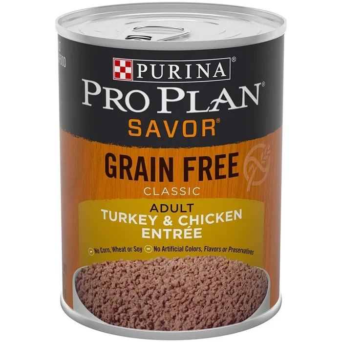 Purina Pro Plan Complete Essentials Grain-Free Classic Turkey and Chicken Adult Canned Dog Food – 13 Oz – Case of 12