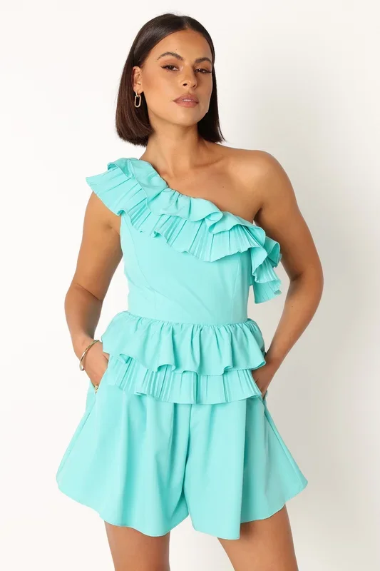 Rosewood One Shoulder Romper – Blue