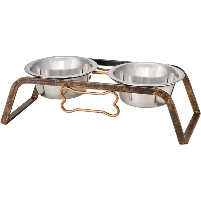 Ruff N Tuff Rustic Bone Double Diner for Dogs