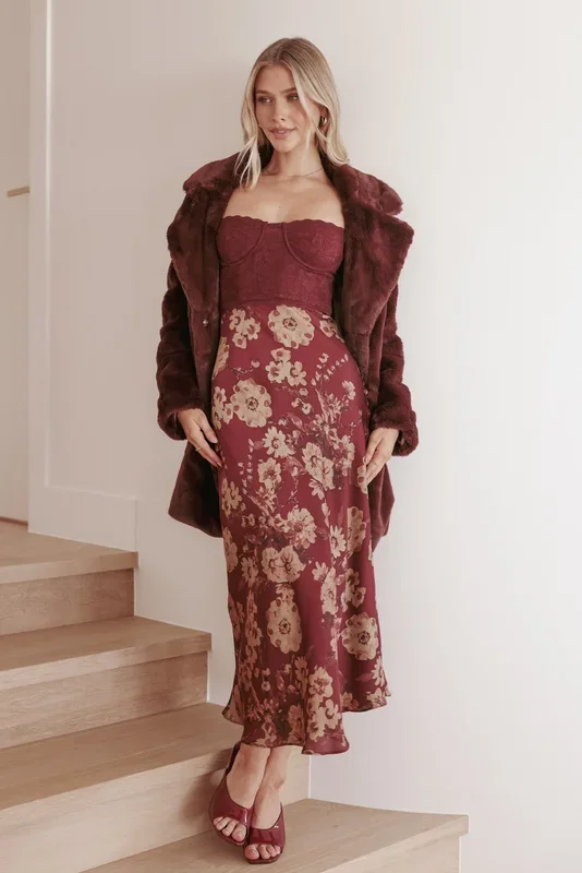 Shakira Midi Dress – Bronzed Merlot