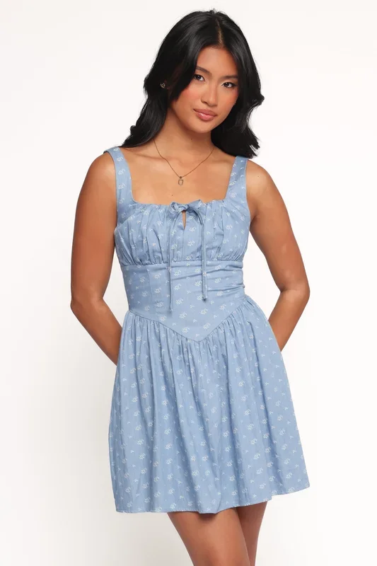 Shelton Mini Dress – Floral Denim