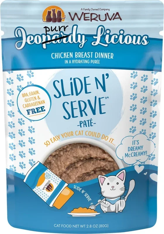Slide N’ Serve Grain-Free Jeopurrdy Licious Chicken Dinner Wet Cat Food Pouches