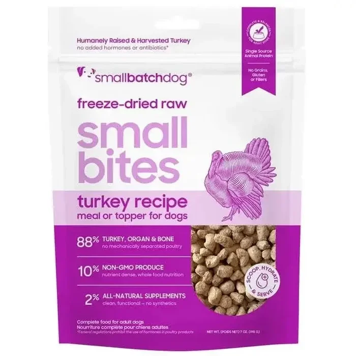 Smallbatch Pets Turkey Freeze Dried Small Bites Dog Food for Healthy Pups