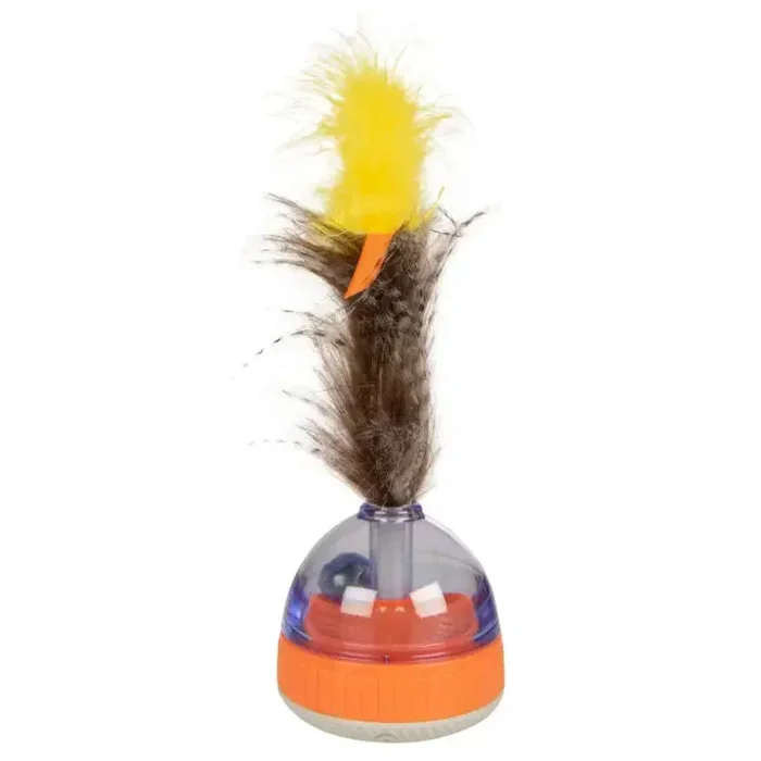 SmartyKat Instincts Swirl ‘N Spin™ Electronic Spinning Light Cat Toy with Feathers & Ribbons