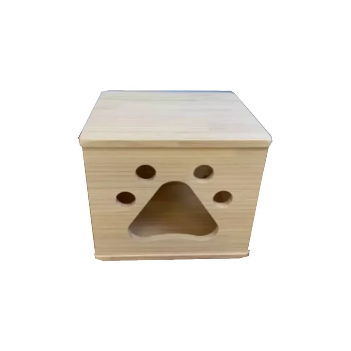 Solid Wood Pet House – Paw Print S (L35cm x B30cm x H30cm)