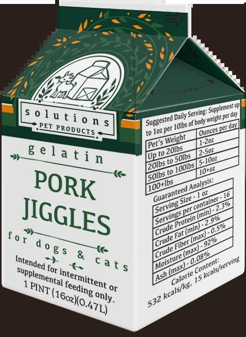 Solutions Pet Product Frozen Gelatin Supplement Pork Jiggles