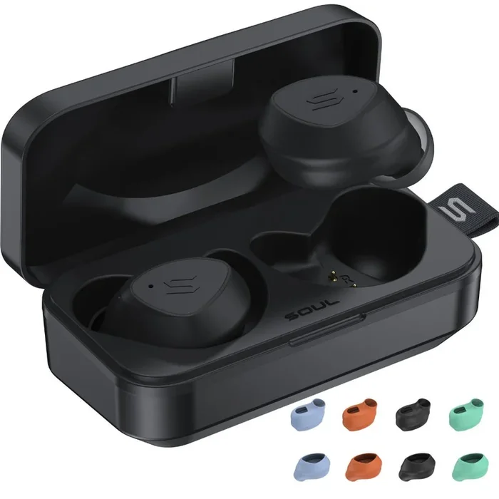 SOUL S-FIT+ All Conditions True Wireless Earphones with Coloured Sleeves – Black