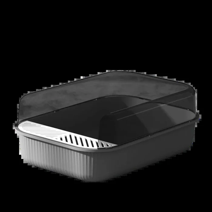 Spacious Semi-Enclosed Cat Litter Box (Grey)